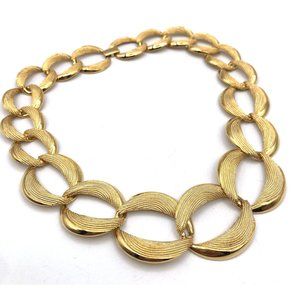 Vintage NAPIER Necklace Gold Tone Chunky Textured Link Statement Necklace 19"